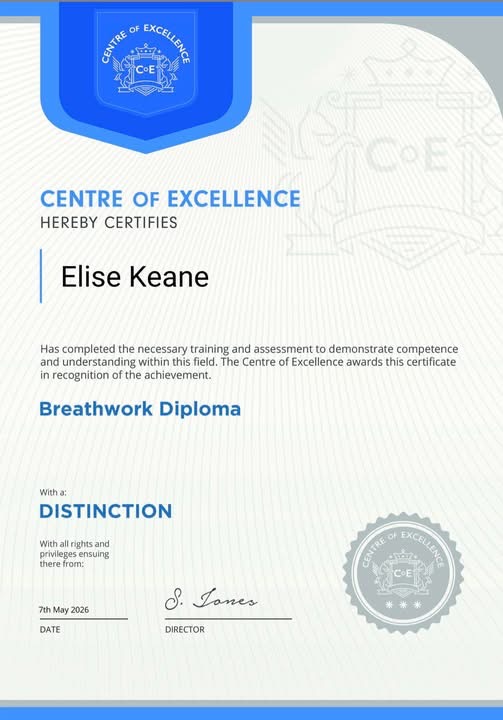 Breathwork diploma distinction certificate
