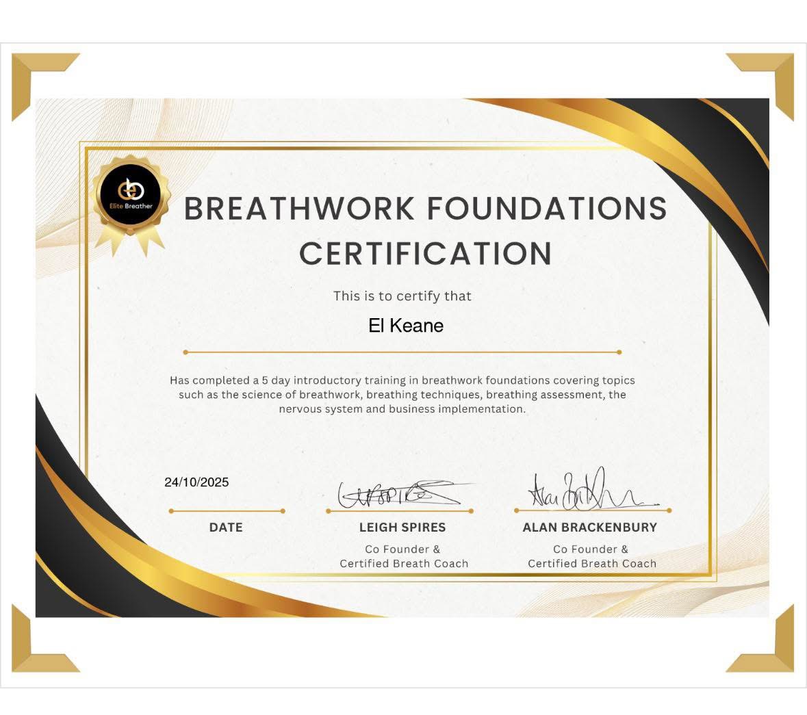 Breathwork foundations certificate