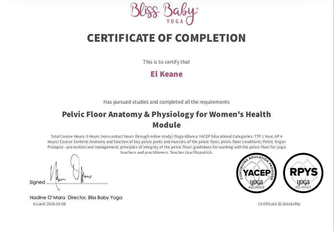 Pelvic floor certificate